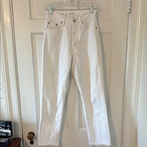 Mango White Ankle Cropped Jeans
